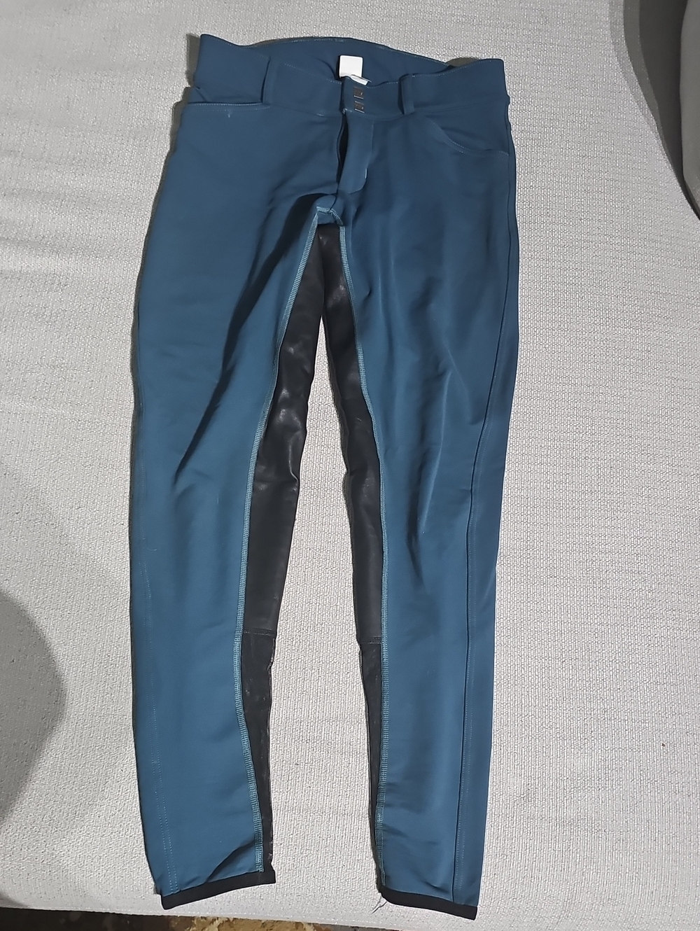Womens FITS Teal Full Seat Riding Breeches with Black Deerskin Leather Medium